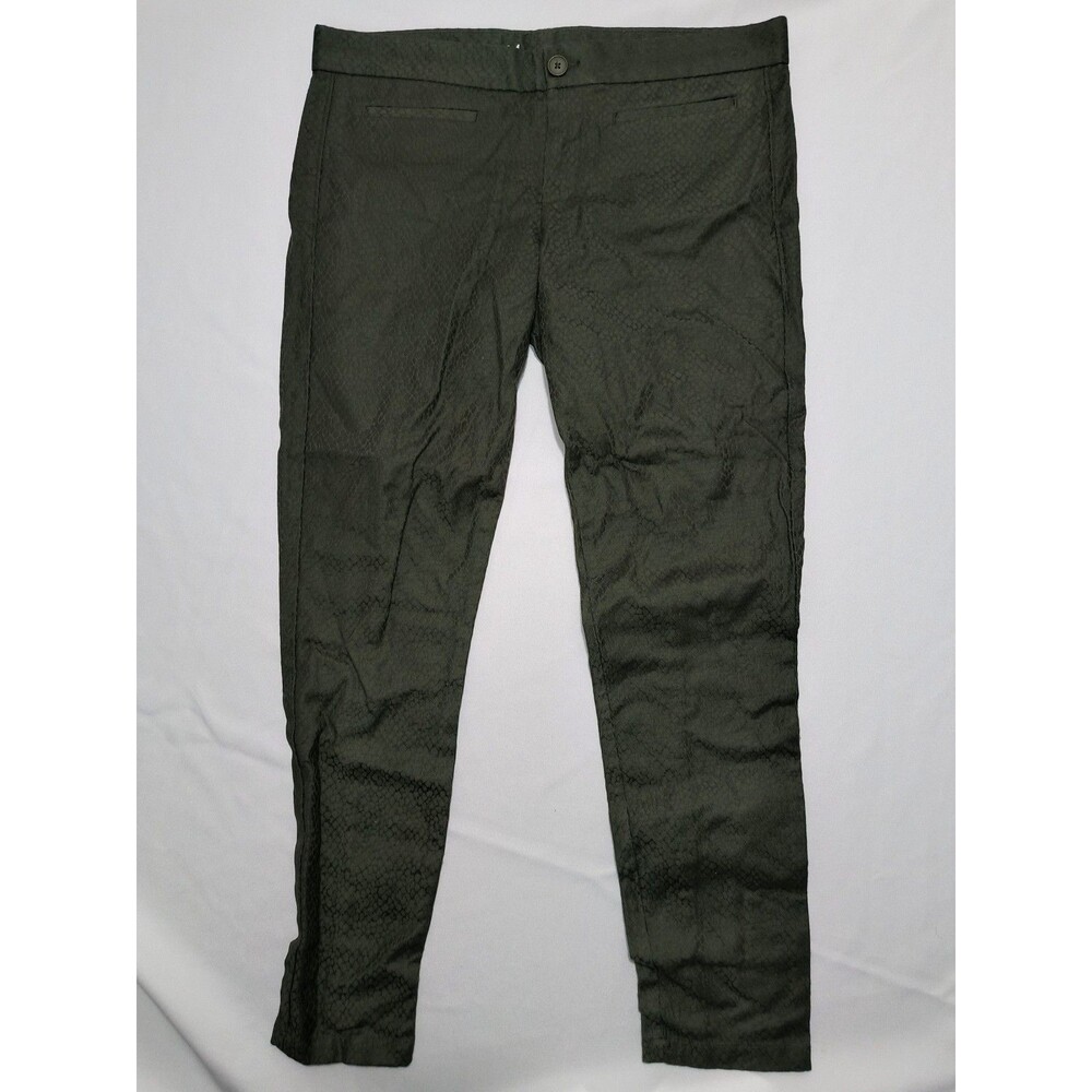 Gap Womens Size 4 Super Skinny Olive Green Snakeskin Textured Ankle Pants